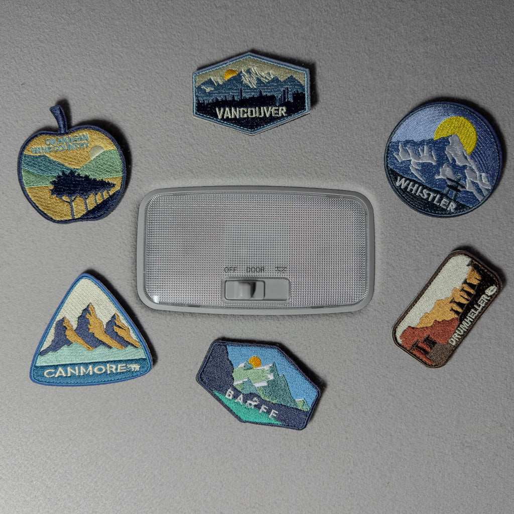 embroidered travel patches car headliner display