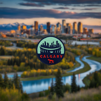 calgary saddledome skyline embroidered travel patch 