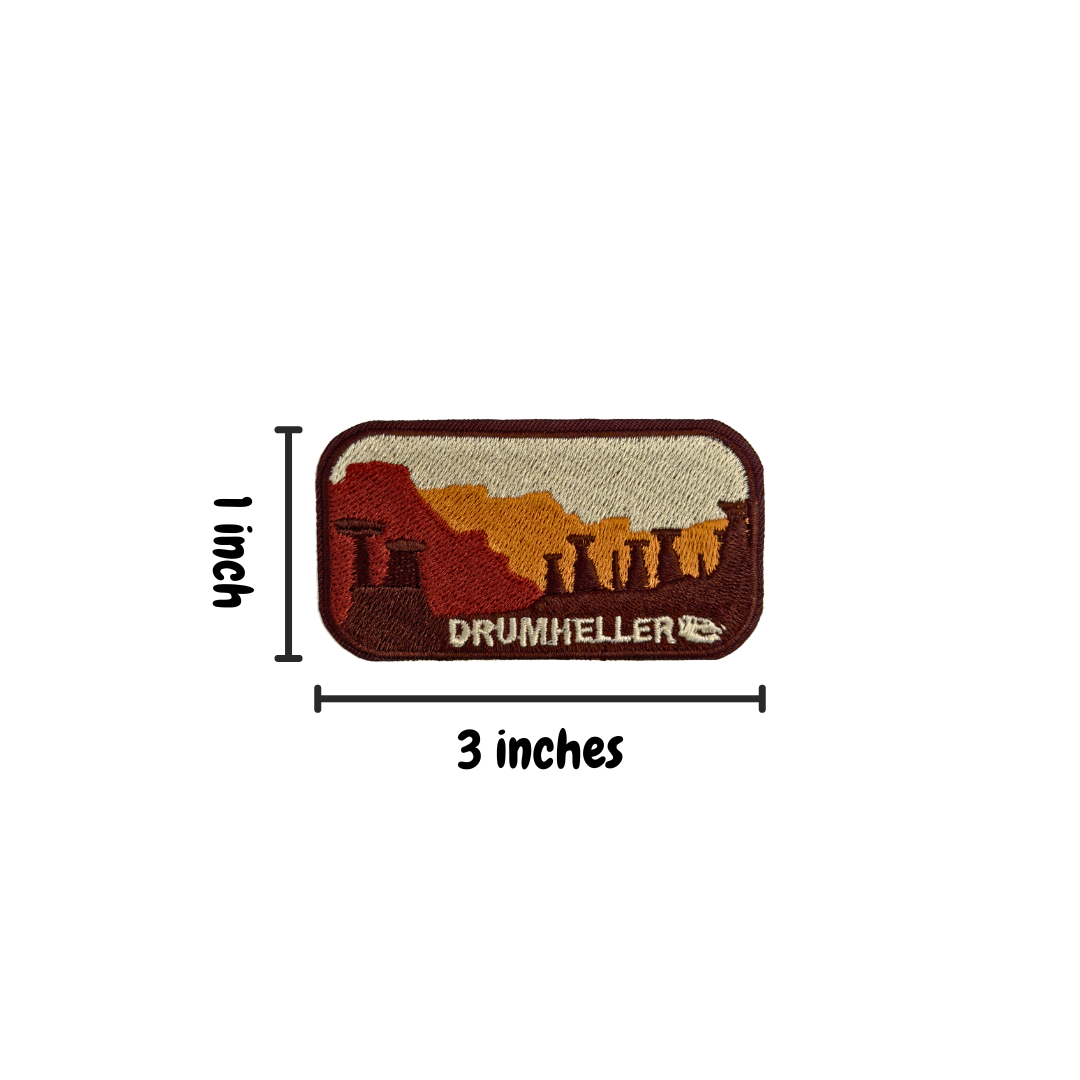 drumheller travel patch measurements