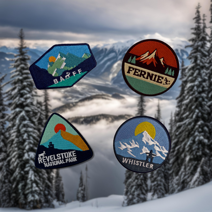 canada ski towns embroidered travel velcro patches